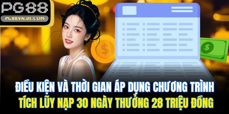 Điều kiện và thời gian áp dụng chương trình tích lũy nạp 30 ngày thưởng 28 triệu đồng